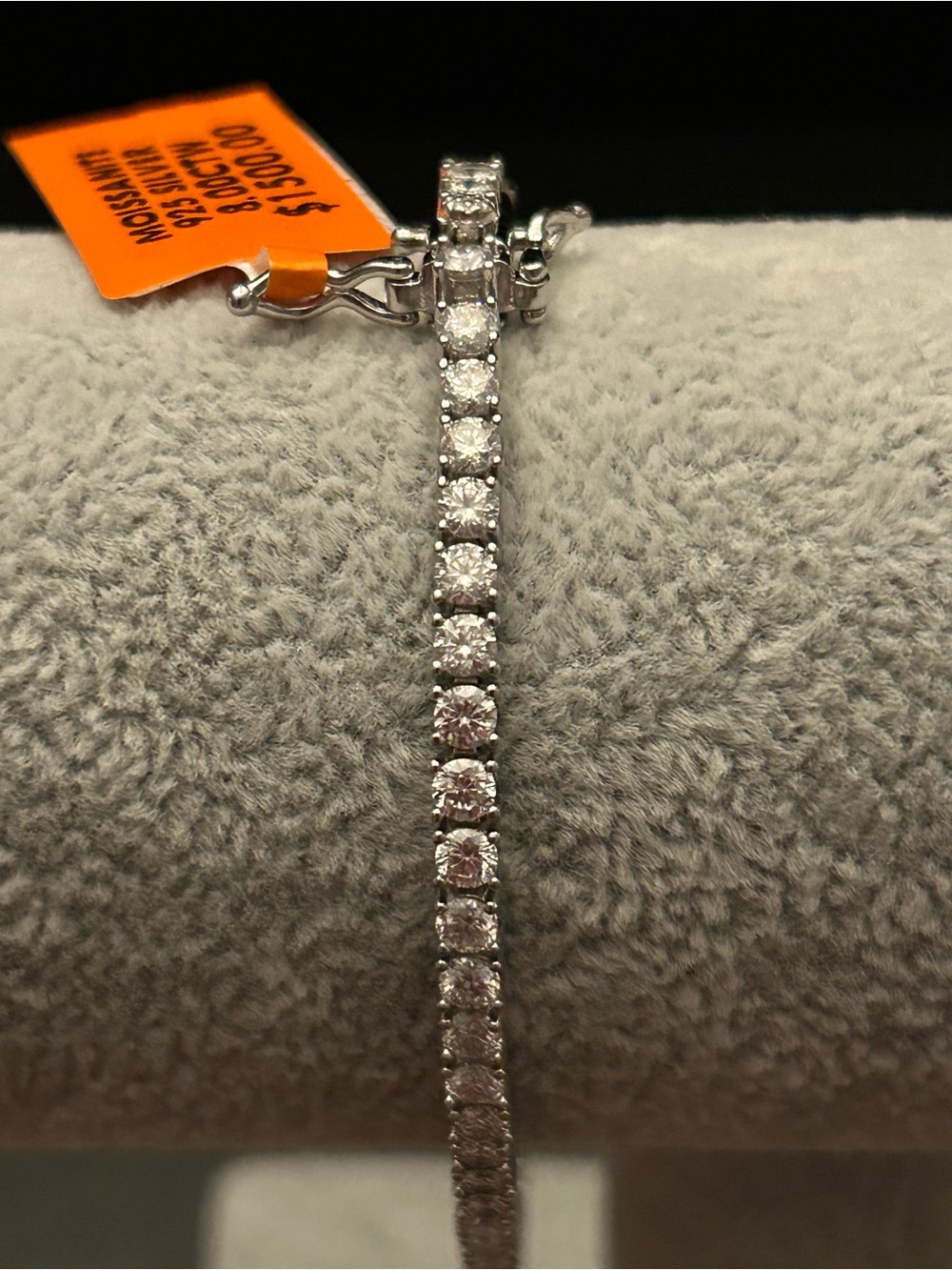 8.00CTW Genuine Moissanite Tennis Line Bracelet - 925 Sterling Silver 8 Inch 3mm